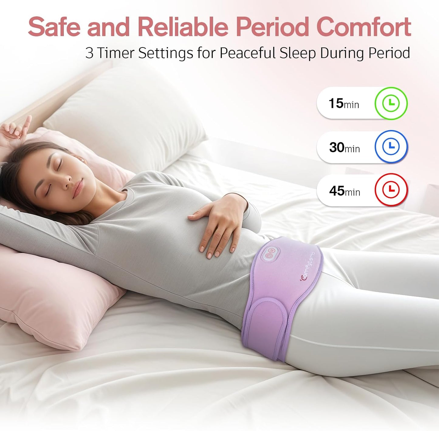 Comfytemp Portable Belly and Back Heating Pad for Period Soothing, FSA Eligible HSA Cordless Dual-Zone Menstrual Heating Pad Wearable Belt for Abdomen Waist Wireless, 3 Timer&Heat, Girl Women Daughter
