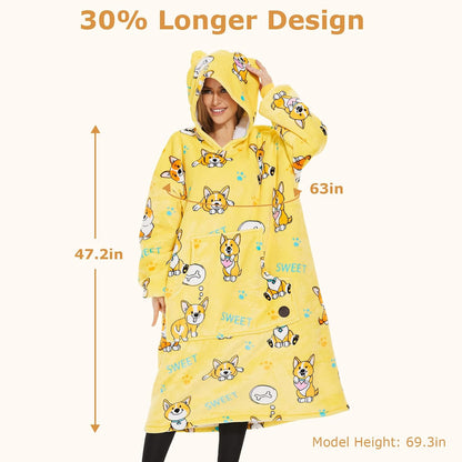 THREE POODLE Wearable Blanket Hoodie for Women, Oversized Sherpa Sweatshirt Blanket for Adults Men, Cozy Hooded Blankets, Gifts for Teen Girls Women Mom Sister