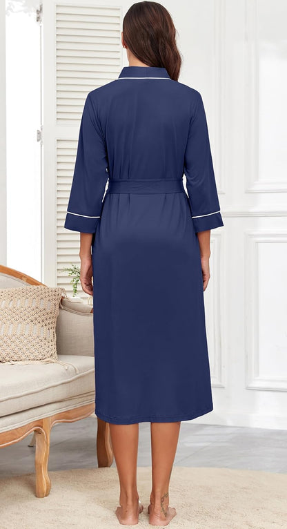 PrinStory Robes for Women 3/4 Sleeve Long Bath Robe XS-4XL