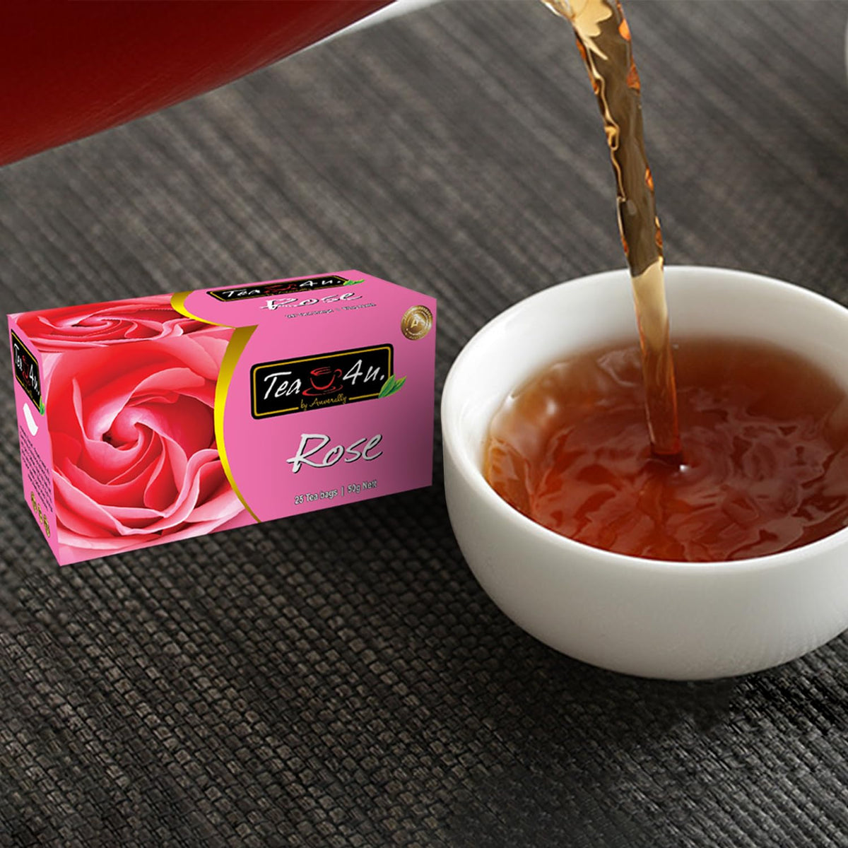 Tea4U Rose Black Ceylon Tea Bags - Finest Sri Lankan Tea - 25 Count