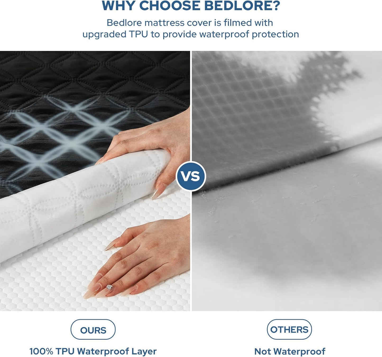 BEDLORE Waterproof Mattress Protector, Noiseless King Size Mattress Pad with Deep Pocket Fitted Up to 6-18 inches, Soft Breathable Dirt-Proof Bed Mattress Cover Washable for Bedroom, Hotel (Gray)