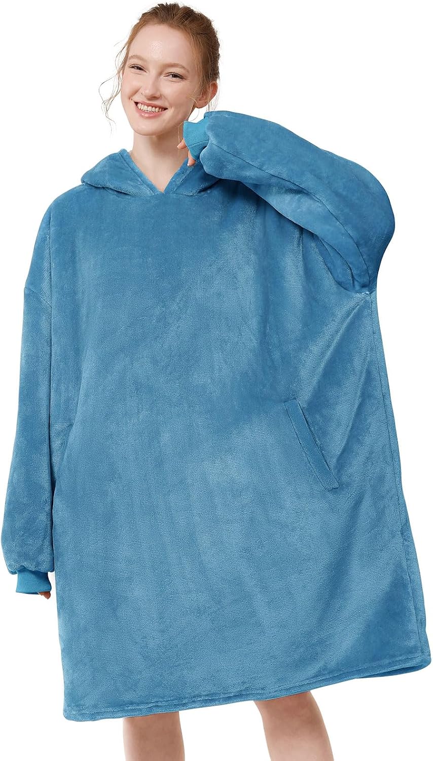 LetsFunny Blanket Hoodie,Oversized Wearable Sherpa Fleece Blanket Sweatshirt,Super Soft Warm Cozy with Giant Pocket,Gifts for Women Men Adults Teenagers, One Size Fits All