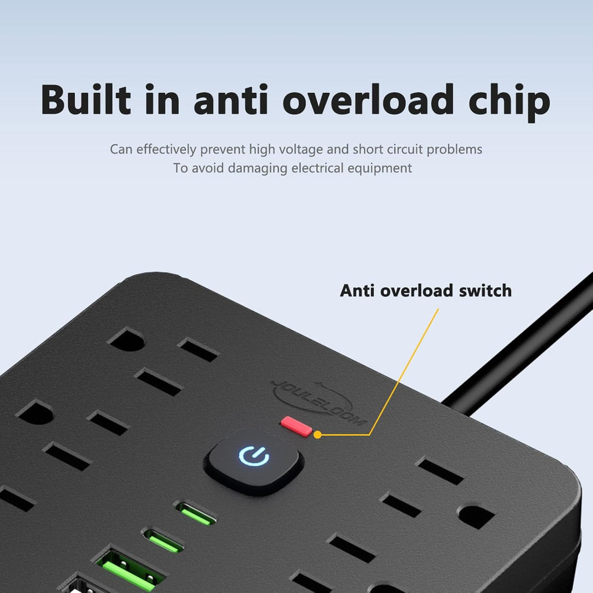 6 FT Flat Plug Surge Protector Power Strip,11 AC Outlets with 6 USB Ports