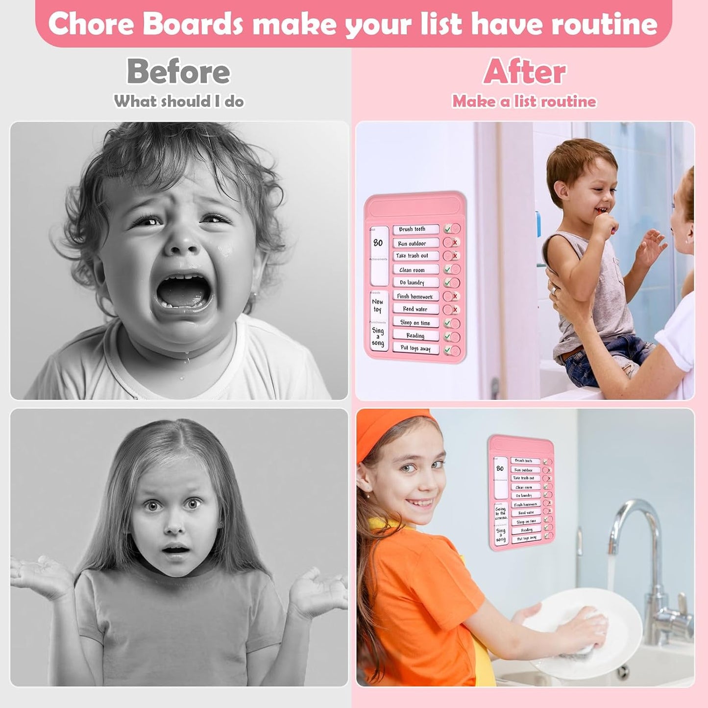 Dry Erase Chore Chart for Kids to Do List Magnetic Checklist Board Reusable RV Daily Routine Schedule Planning Boards with Blank Checklist Cardstock for Habit Tracker or Daily and Weekly Planner