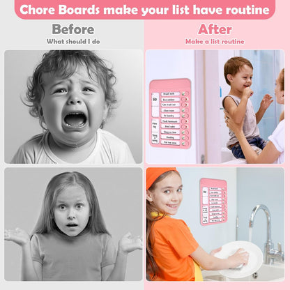 Dry Erase Chore Chart for Kids to Do List Magnetic Checklist Board Reusable RV Daily Routine Schedule Planning Boards with Blank Checklist Cardstock for Habit Tracker or Daily and Weekly Planner