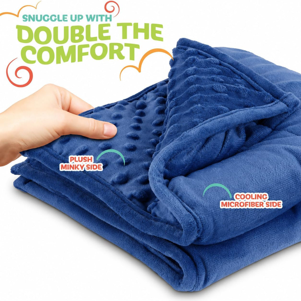 Kidaddle 5lb Weighted Blanket for Kids (Blue) 19x22 Inch, Plush Minky Weighted Lap Pad with Travel Bag for Ages 4+