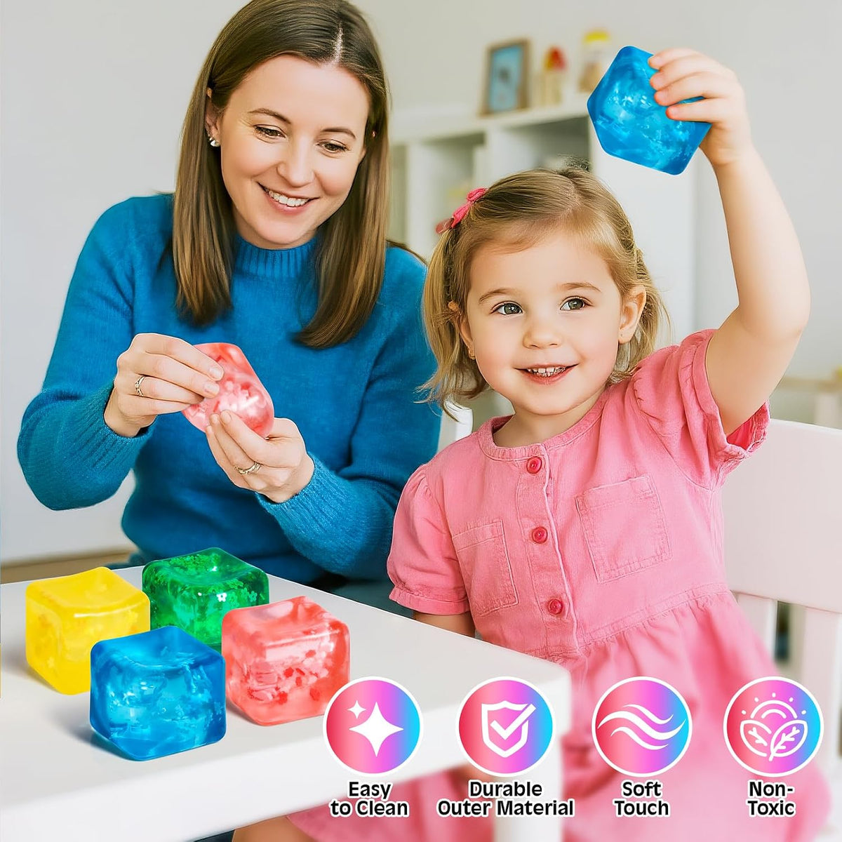 VISCOO 2 Pack Stress Cube, Slow Rising Cube Squishy for Anxiety Relief