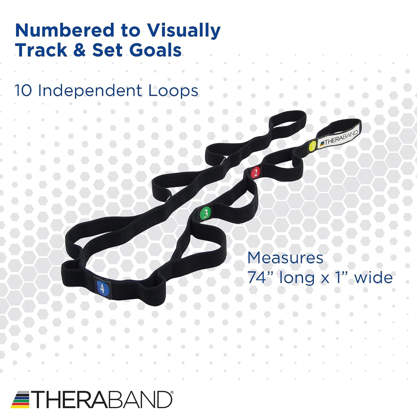 THERABAND Stretch Strap with Loops to Increase Flexibility, Dynamic Stretching Tool for Athletes Including Dancers, Cheerleaders, Gymnasts, Runners, Pilates and Yoga Elastic Stretch Out Band