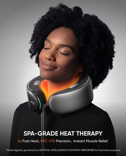 Bluvol Nest 10 Ultra Immersive Heated Neck Massager Pillow, Therapist-Style Deep Tissue Pain Relief, 360° Spatial Audio, Cordless Massager for TV Watching, Gaming, Office Work, Silver