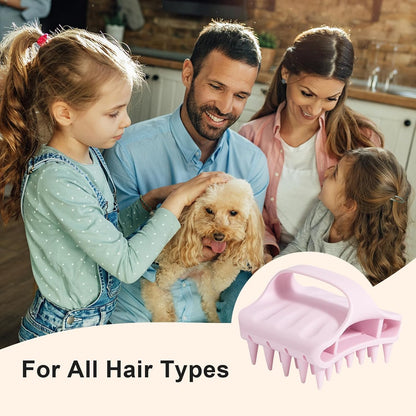 RHOS Shampoo Brush, Soft Silicone Scalp Scrubber | Scalp Massager for Wet & Dry Hair, Curved Vented Hair Scrubber for Dandruff Removal (Pink)