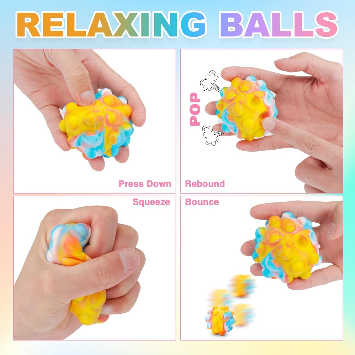 36 Pack Stress Balls, Squishy Balls, Squishy Fidget Stress Relief