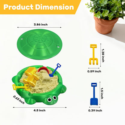 Mini Turtle Sandbox Zen Garden for Desk, Desktop Sandbox on the Go Stress Relief, Mini Desk Zen Sand Garden Kit with Lid, Funny Coworker, Birthday, Friend Gifts Idea