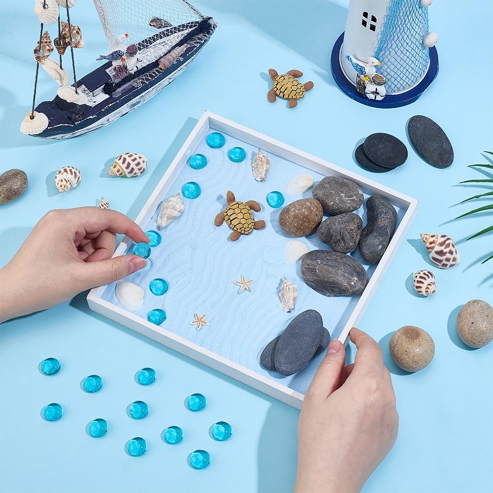 WEBEEDY Sea Turtle Zen Garden Kit for Desk Japanese Garden Kit,Mini Desktop Zen Decor with Wooden Tray,Sand,Tools for Home Office Relaxation Meditation Gift,Square(7.9x7.9/20x20cm)