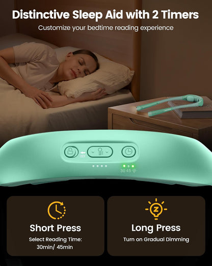 Glocusent Neck Light with Timer, 100 Hours Book Light for Bedtime Reading