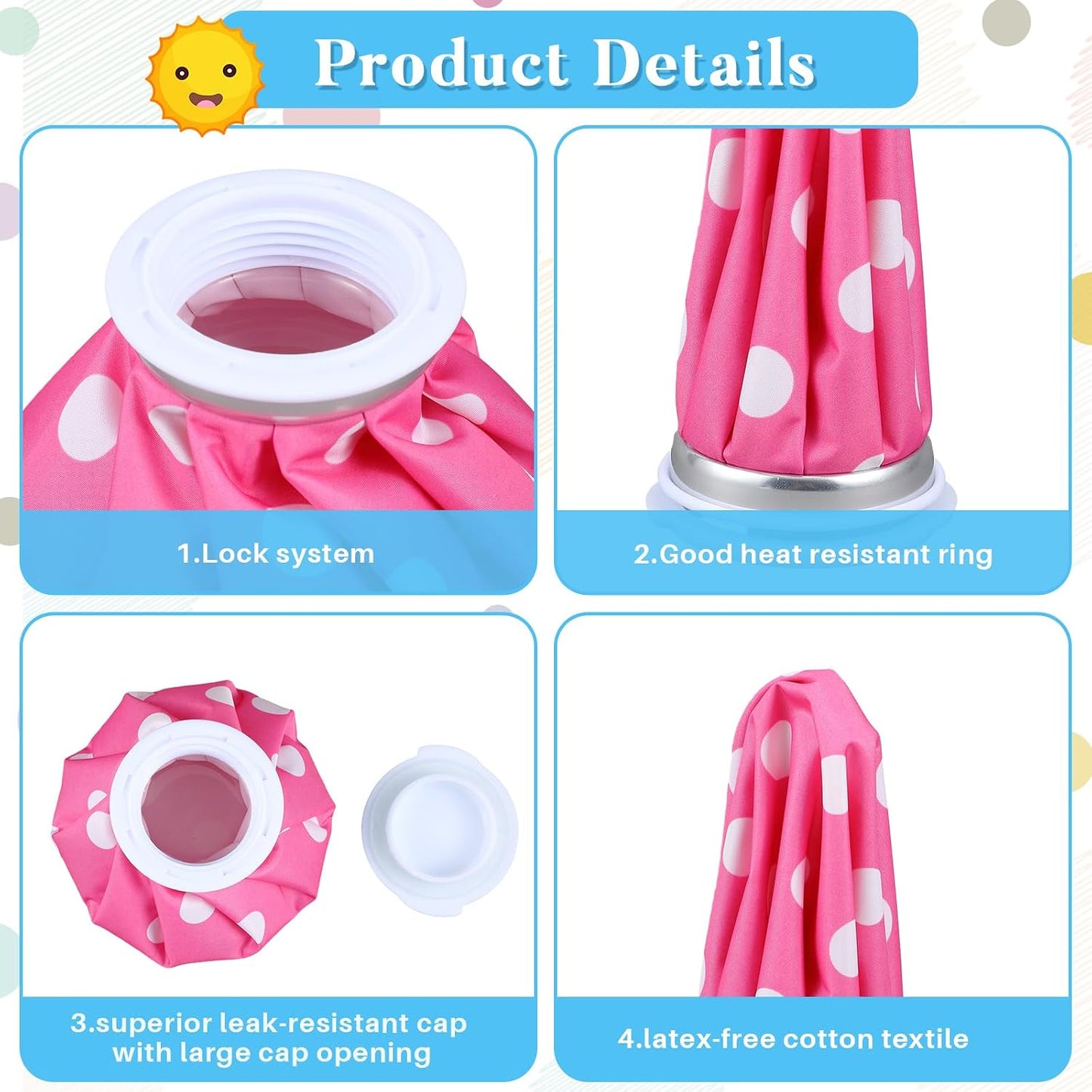 Honoson 4 Pack Reusable Ice Pack for Injuries, Ice Bags Hot Water Bag for Hot & Cold Pain Relief No-Leak Elastic Breathable for Muscle, Joint Pain Swelling, Sports & Home Use(Cute Fruit Style)
