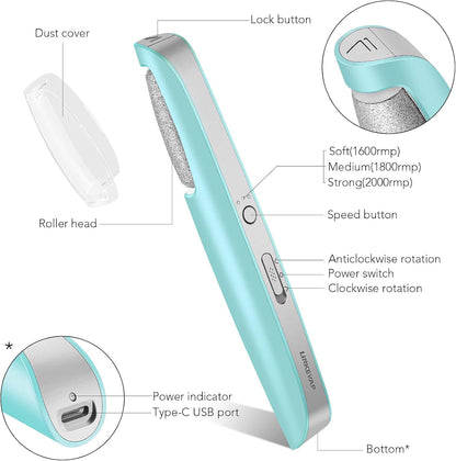 LINKEVAP Electric Callus Remover for Feet, Professional Pedicure Kit Foot Scrubber for Dry, Dead, Cracked, Hard Skin, at Home Feet Spa Care Kit for Men & Women (Cold White)