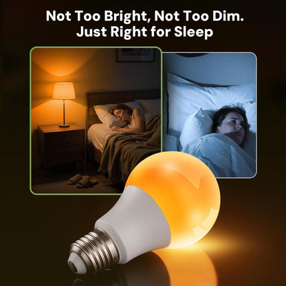 L LOHAS LED Sleep aid Amber Light Bulbs, Blue Light Blocking, A19 9W(60 Watt Equivalent) Dim Light Bulbs, 1800K Warm Light Bulb, E26 Base, 2 Pack