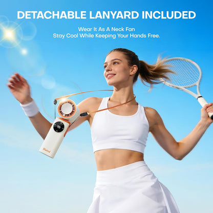 6000mAh Portable Handheld Fan with Ice Cooling, 199 Levels Stepless Speed, 20H Long Battery Life, 20000RPM Turbo Fan Rechargeable Personal Mini Fan for Travel, Outdoor, Makeup