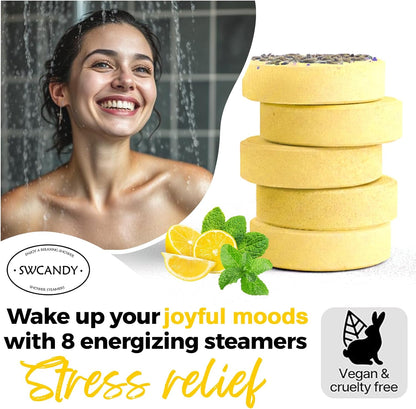 Shower Steamers Aromatherapy Birthday Gifts for Women - SWCANDY 8 Pcs Travel Essentials, Hotel Shower Spa Holidays Mom Wife Grandma Sister Her Self Care Relaxation with Natural Essential Oils Home