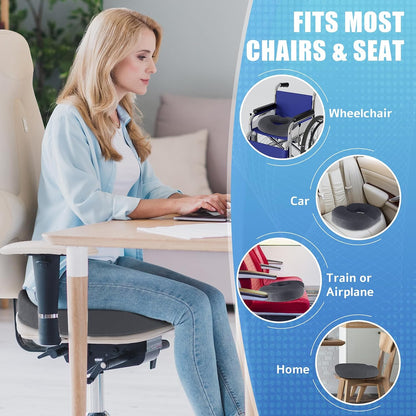 BlissTrends Donut Pillow Seat Cushion,Donut Chair Cushions for Postpartum Pregnancy & Hemorrhoids,Tailbone Pain Relief Cushion,Memory Foam Lifting Cushions for Office&Home Chairs (Black)