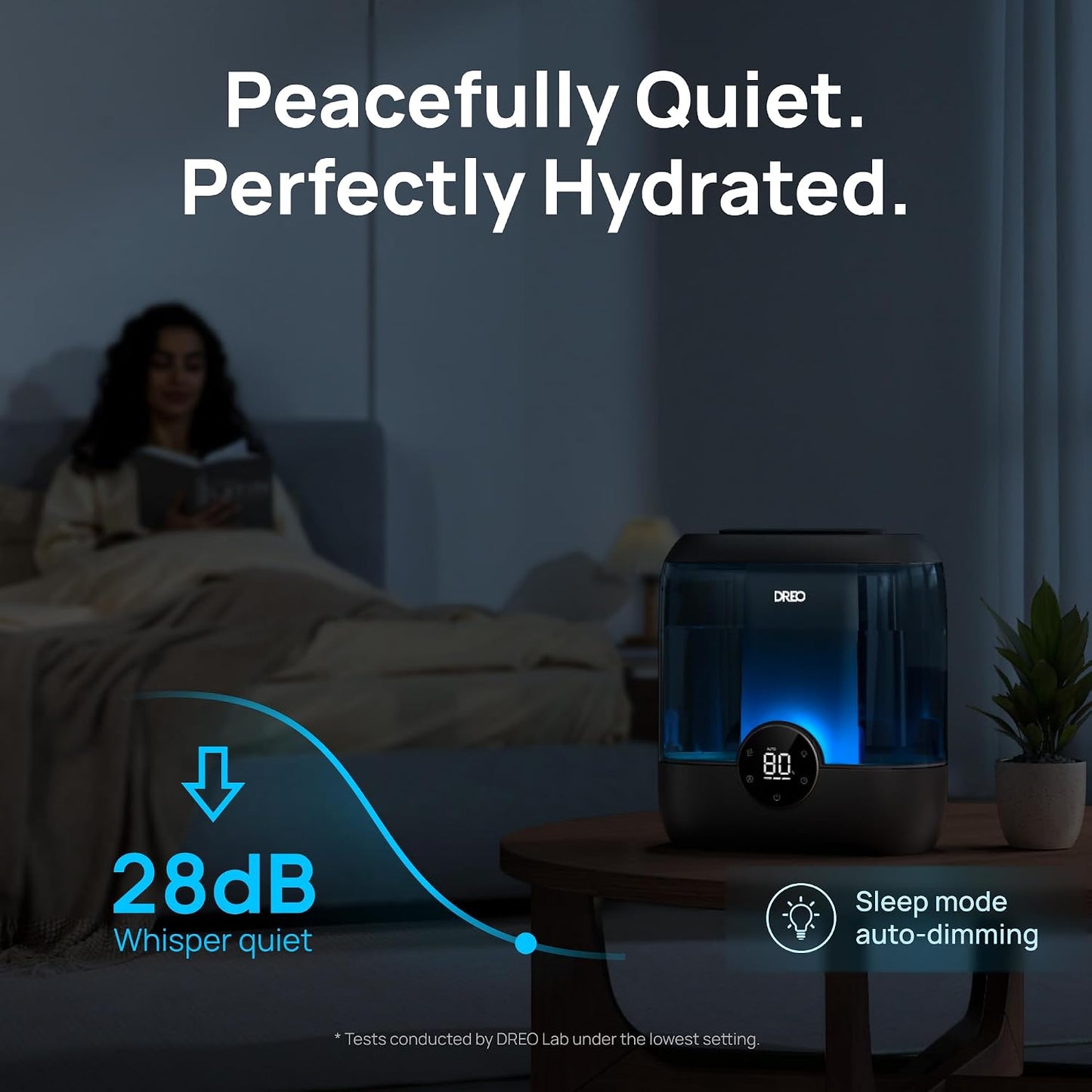 DREO 6L Humidifiers for Bedroom, 60H Runtime, 28 dB Quiet, HM524 | Precise Humidity Control, Easy to Refill & Clean, Nightlight, Cool Mist Humidifiers for Large Rooms, Baby Nurseries & Plants