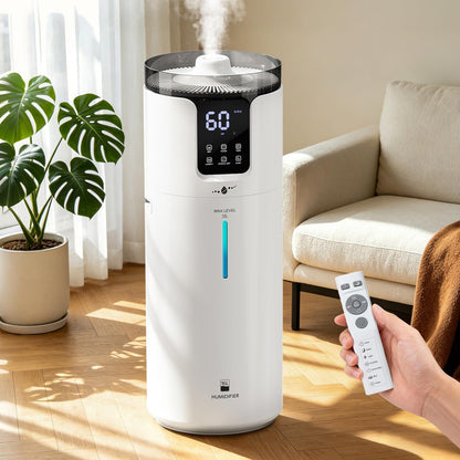LACIDOLL 16L Cool Mist Tower Humidifier for 1500 sq.ft Large Room | Top fill cool mist, 360° nozzles, night light, quiet, adjustable humidity, perfect for home, greenhouse, office with remote
