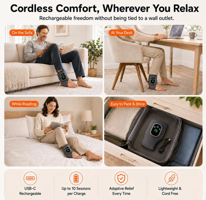 Gouzfca Foot Massager - Electric Ankle Massager, Cordless Design with 3 Vibration Modes, 5 Heat Levels (40°C–60°C) & 30 Min Timer, Home & Travel Use (Grey, 1pc)