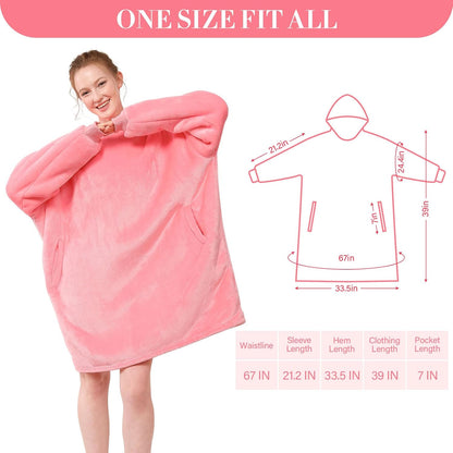 LetsFunny Blanket Hoodie,Oversized Wearable Sherpa Fleece Blanket Sweatshirt,Super Soft Warm Cozy with Giant Pocket,Gifts for Women Men Adults Teenagers, One Size Fits All