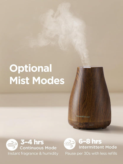 InnoGear Essential Oil Diffuser, Ultrasonic Diffusers for Home Aromatherapy Humidifier for Bedroom Room 7 Colors LED 2 Mist Mode Auto Off, Basic White