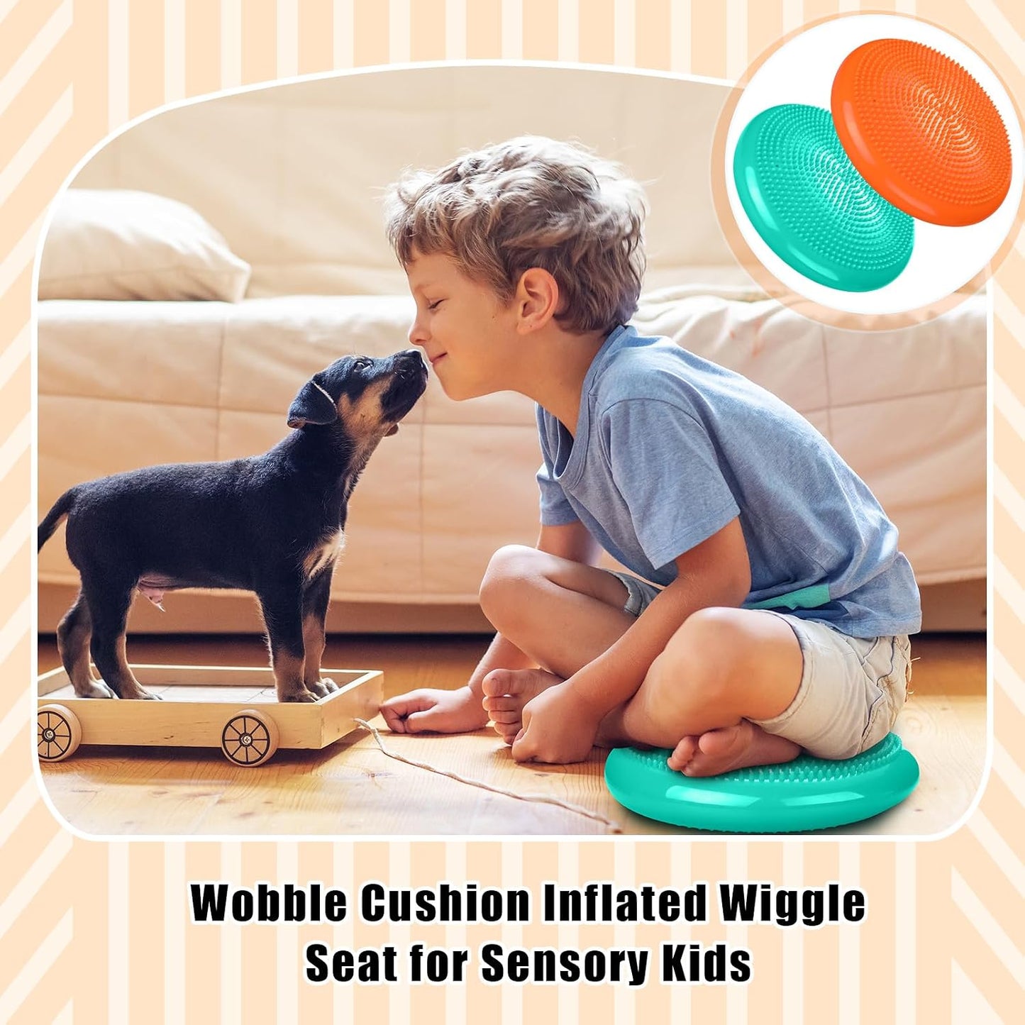 Silipull 2 Pcs Wiggle Seat Inflated Wobble Cushion Flexible Balance Disc with Air Pump for Core Stability Strengthening Improving Posture Physical Exercise
