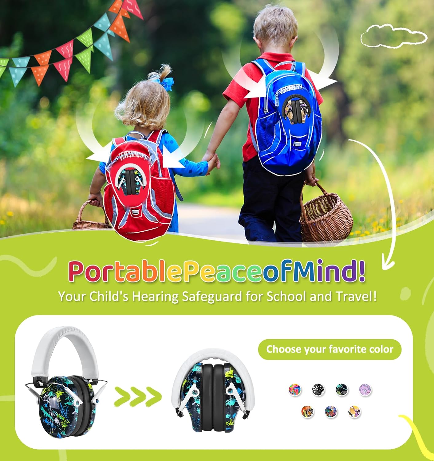 PROHEAR 032 Kids Ear Protection – Ear Muffs for Noise Reduction, 25NRR Noise Cancelling Headphones for Kids,Toddlers, Autism, Sensory Use, Hearing Protection – Orange