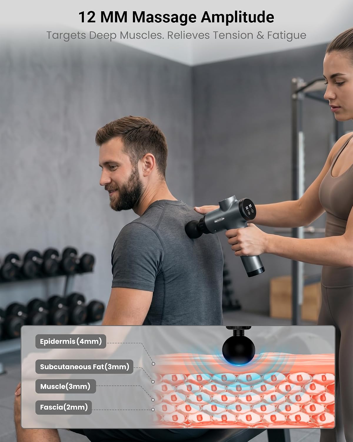 Massage Gun, Deep Tissue Percussion Muscle Massager for Pain Relief, Handheld Electric Back & Neck Massager with 30 Speeds and 6 Massage Heads for Athletes, Men & Women (Black)