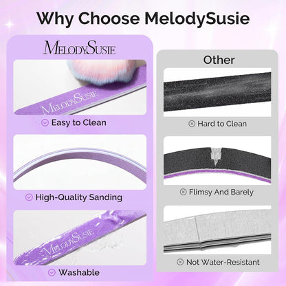 MelodySusie 16Pcs Professional Nail Buffer Kit,Nail Files and Buffers,Nail Buffer Block,Nail Brush, Nail File Buffers Kit for Natural Nails,DIY,Home Use,Salon（100/180 Grit）