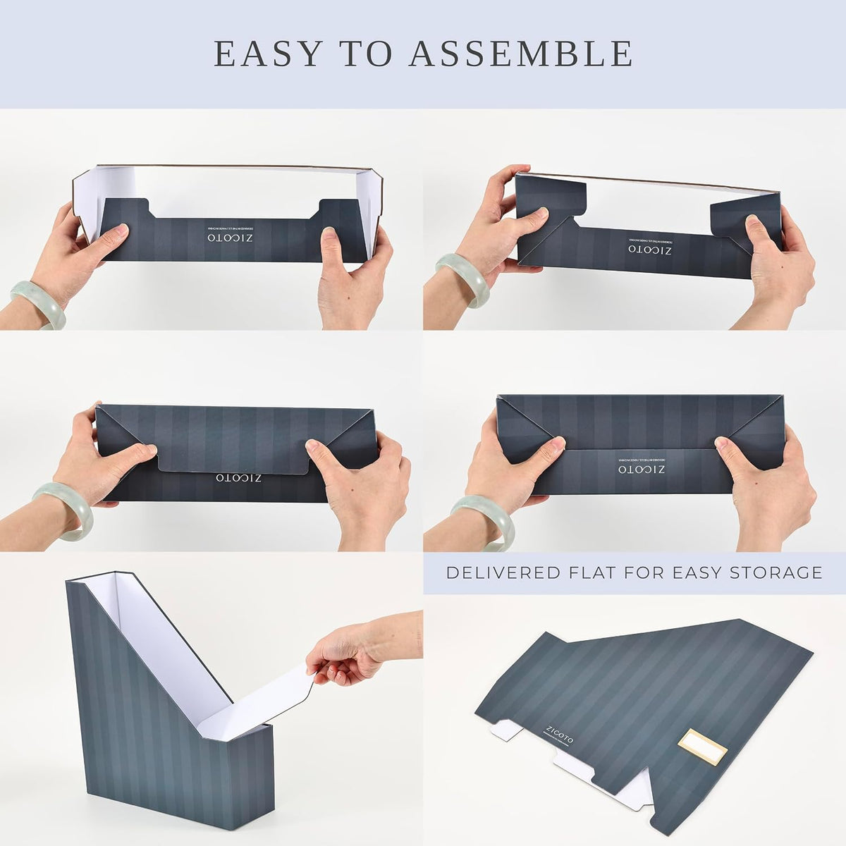 Beautiful Magazine Holder Set of 3 - Sturdy File Holder for Desk or Shelves