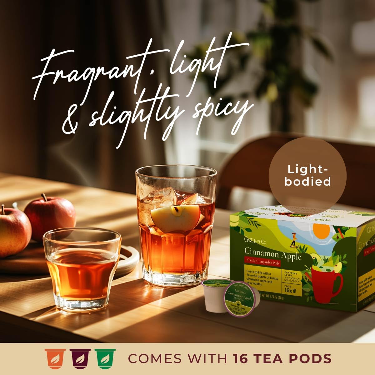 Apple Cinnamon Tea Pod 16 Count - 100% Natural Caffeine Free Herbal Tea