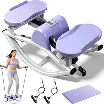 Rock Stepper with Digital Monitor, Low-Impact Compact Rock Stepper Side to Side with Resistance Bands, 360 LBS Weight Capacity, Portable Stair Stepper for Home, Apartment, Dormitory, Office