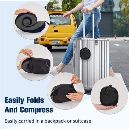 Cirorld Neck Pillow for Traveling, Travel Pillows for Airplanes,100% Pure Memory Foam Travel Neck Pillow, Adjustable Flight Pillow, Portable Plane Accessories with Eye Mask, Earplugs, Carry Bag