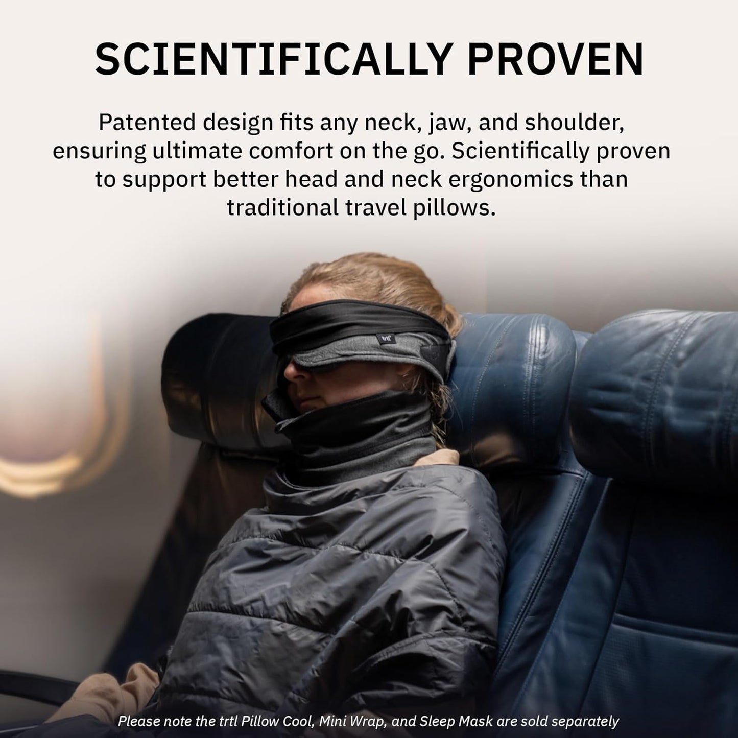 Trtl Pillow - Scientifically Proven Neck Support Travel Pillow for Airplanes - Lightweight and Machine Washable - Ergonomic Design for Traveling on Cars and Trains - Black