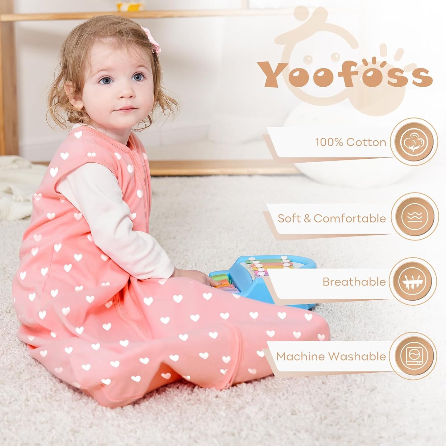 Yoofoss Baby Sleep Sack Baby Wearable Blanket 100% Cotton 2-Way Zipper Toddler Sleeping Sack