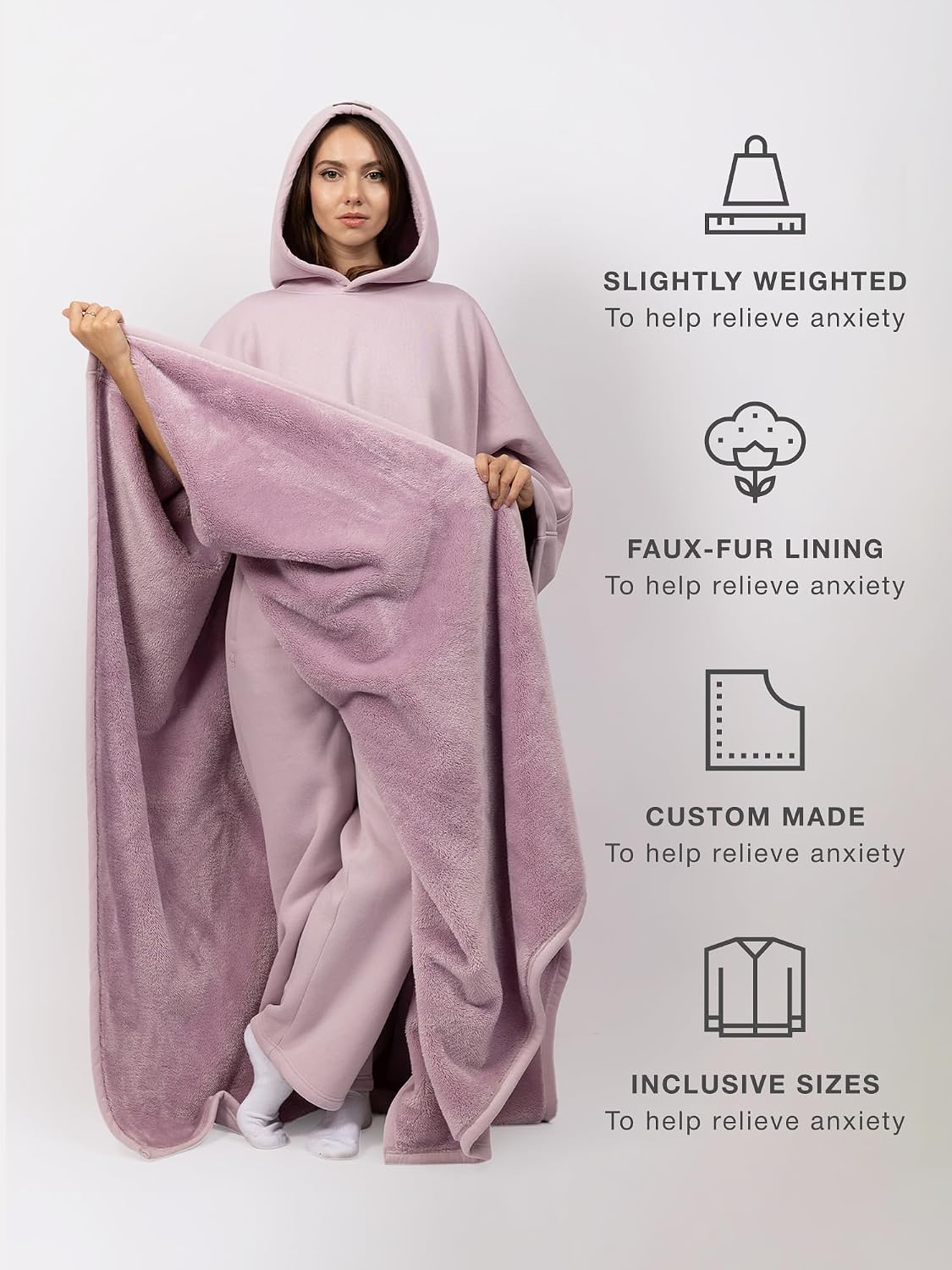 FREE THE SHEEP Eden Hoodie – Oversized Weighted Hoodie Cloak with Ultra-Soft Faux Fur Liner