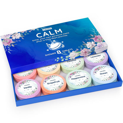 CalmNFiz Shower Steamers 8 Pack Set, Scented Shower Bombs Tablets in Box with 8 Fragrances, Fathers Day Gift for Dad, Self-Care & Relaxation Birthday Gifts for Women & Men, Mom, Wife, Friend