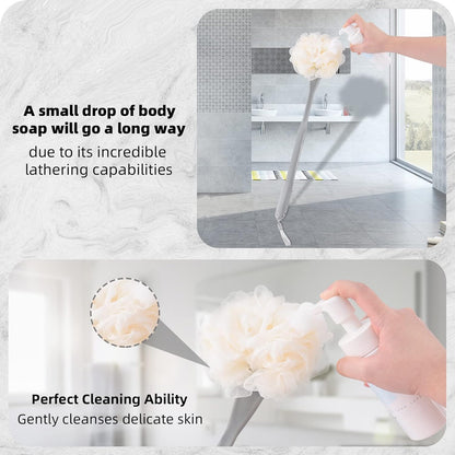 Loofah on a Stick, 20.5” Shower Sponge Loofah Back Scrubber, Exfoliation and Improved Skin Health, Back Loofah for Shower for Men Women