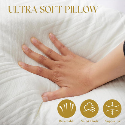 Cooling Bed Pillows for Sleeping Quee Size Set of 2, Shredded Memory Foam Pillows for Bed 2Pack, Adjustable Cool Pillow for Side, Back and Stomach Sleepers Neck Supportive-Queen Size