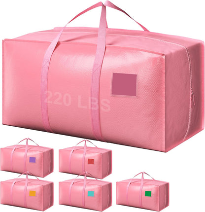 Moving Bags Heavy Duty 210GSM with Full-Open Side Zipper, 93L 220lbs Waterproof Foldable Storage Totes for College Dorm Move-In, Moving Boxes Alternative & Home Organization, Blue