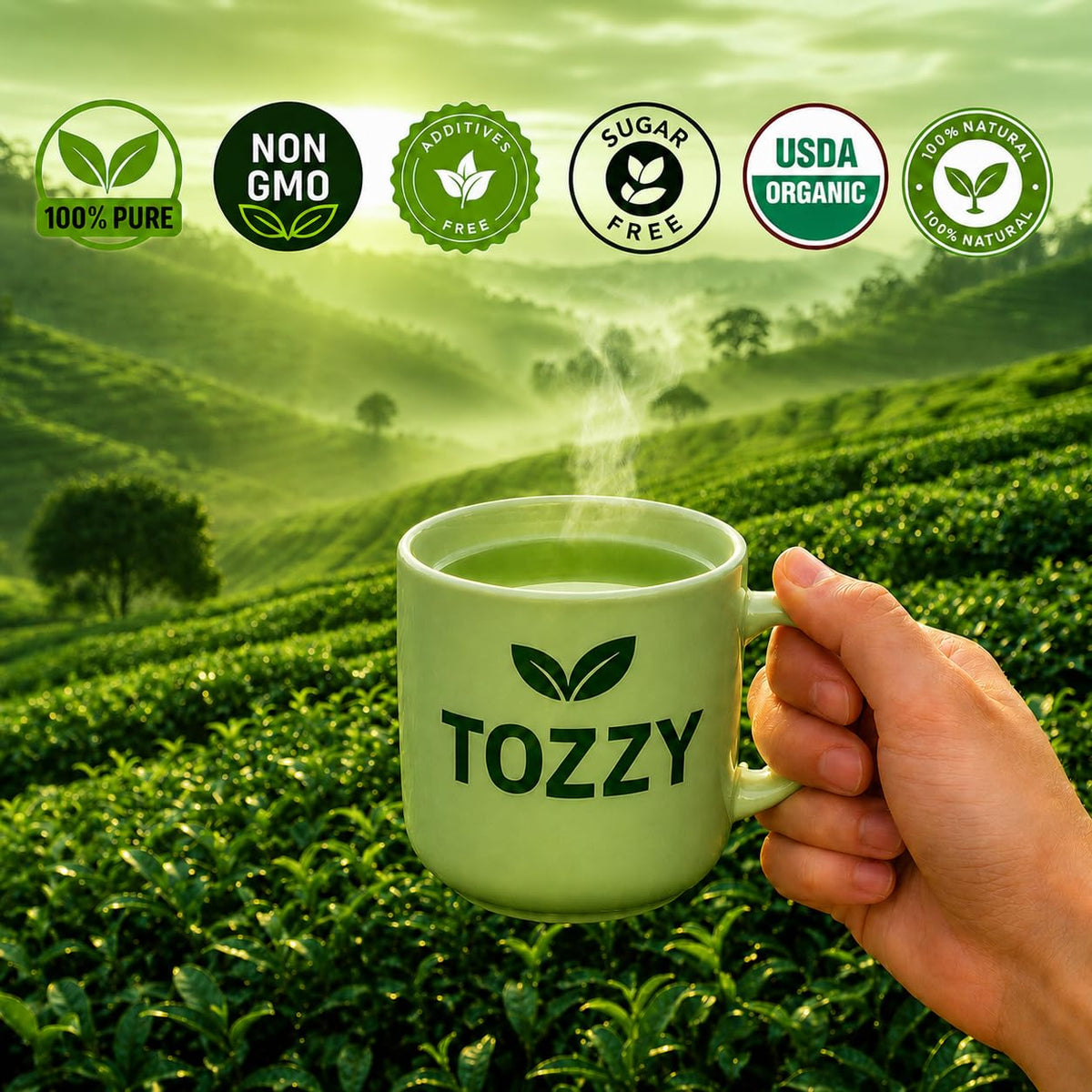 Tozzy Organic Matcha Green Tea, 100 Pyramid Tea Bags