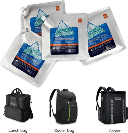 TOURIT Reusable Ice Pack for Coolers Long Lasting Cooler Ice Packs for Cooler Bag Lunch Bags/Boxes, Cooler Backpacks, Freezer Packs for Coolers