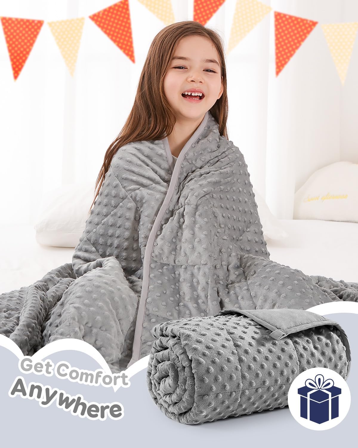 Kivik 2 lbs Weighted Lap Pad, Ultra Soft Minky Dotted Heavy Blankets Throw for Better Study Relaxing & Sleeping, Machine Washable, 20 x 30 Inches, Purple