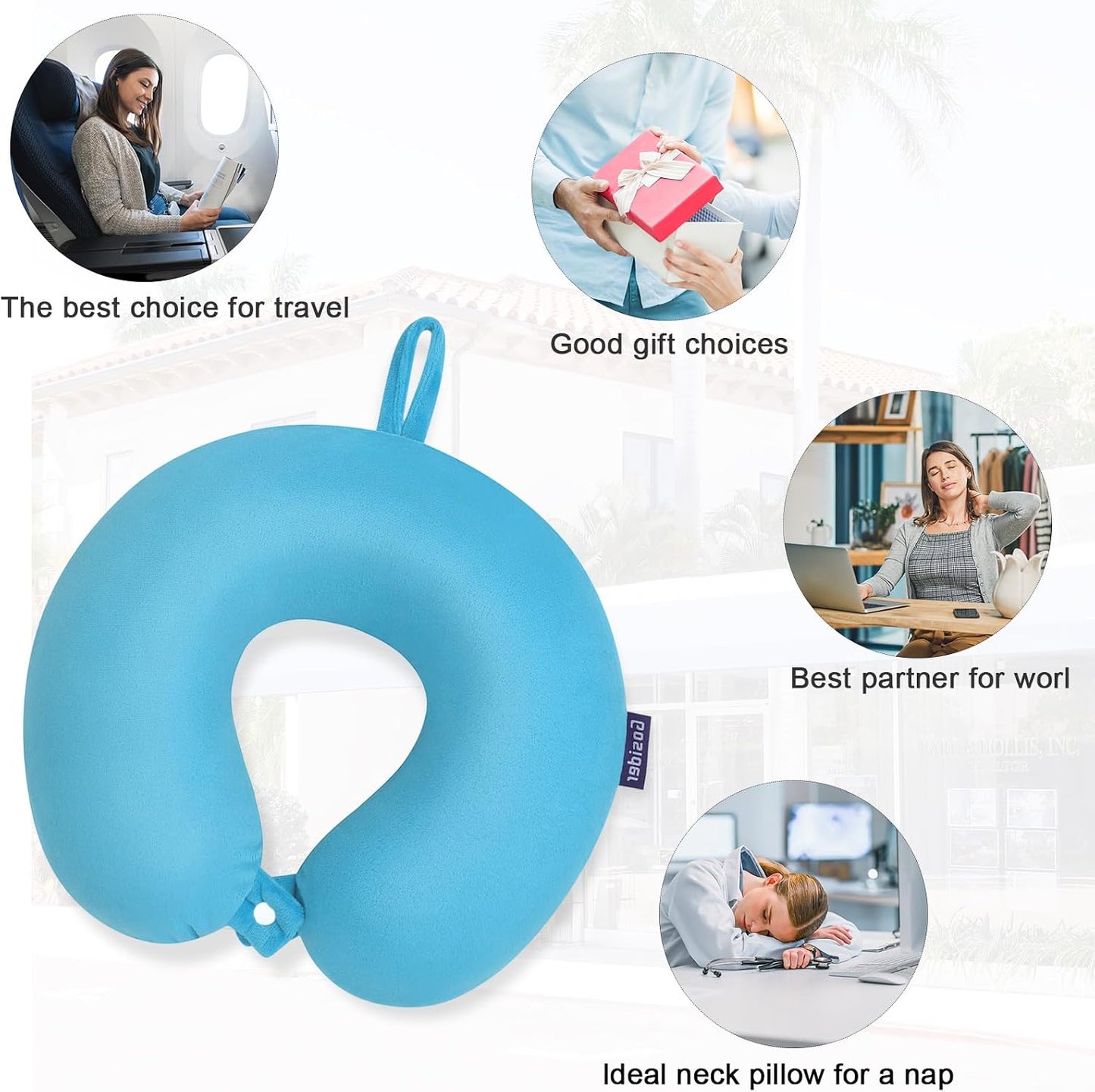 Neck Pillows for Sleeping Travel Pink Travel Pillow Comfortable U Shape Memory Foam Pillows Neck and Head Support Portable Travel Neck Pillow Suitable for Planes, Trains, Self-Driving Cars