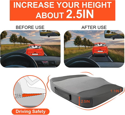 Lofty Aim Car Seat Cushion, Comfort Memory Foam Car Cushions for Driving - Sciatica & Lower Back Pain Relief, Driver Seat Pillow for Auto, Office Chair, Wheelchair - Black