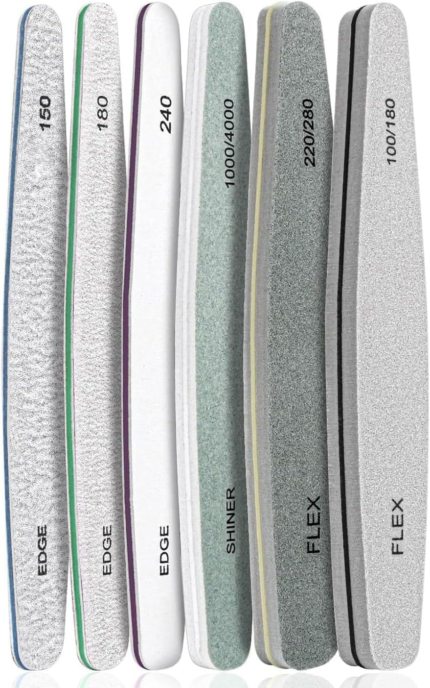 6pcs Nail File Nail Buffers for Natural Nails, Emery Boards for Nails, Nail Buffer and Shine Kit Nail Filer, Nail Buffer Block 100/180 Grit Nail Files Fingernail Files